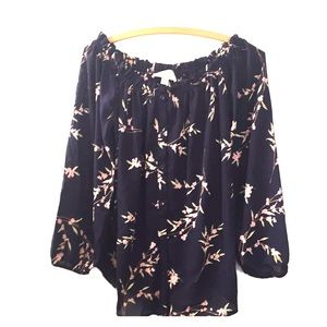 Cherry Blossom Off Shoulder Top Navy/Pink